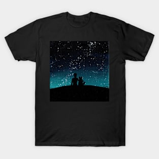 Person & Dog Stargazing T-Shirt